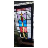 HANGING STAINED GLASS WINDOW PANEL FLOWER CENTER