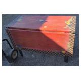 CHECKERBOARD & FRUIT PAINTED DROP LEAF TABLE