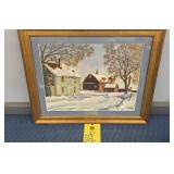 FARM SCENE WATERCOLOR - HOWARD HOOK - 19" X 23"