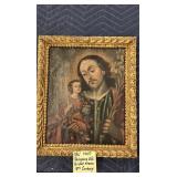 RELIGIOUS OIL ON CANVAS - GILDED FRAME - 14" X