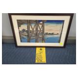 TWILIGHT MOON AT RYOGOKU BRIDGE - 12" X 17"