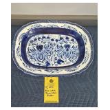 BLUE & WHITE FLORAL OVAL PLATTER - 17"