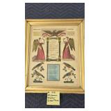 1841 GERMAN FRAKTUR GILDED FRAME - 17" X 21"