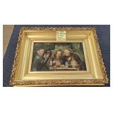 MONKS AT THE TAVERN PAINTING - ON CANVAS GILDED