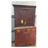 RED STEP BACK CUPBOARD - YELLOW INTERIOR - 2