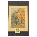 FOREST SCENE WATERCOLOR - H CREIGHTON - 15" X 19"