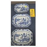(3) 18TH C. CHINESE EXPORT BLUE & WHITE PLATTERS