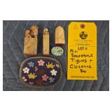 MINI SOAPSTONE FIGURES & CLOISONNE TRAY