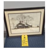 WINTER FARM SCENE WATERCOLOR - 16" X 20"