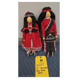 (2) DECORATED CORN HUSK DOLLS - 12"