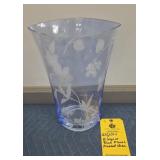 ELEGANT FROSTED BLUE FLORAL VASE - 12.5"