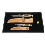 2- Case knives with sheaths both marked 1879
