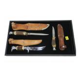 3- Edgemark knives with sheaths: #464, 9" with a