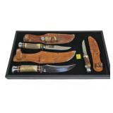 3- Edgemark knives with sheaths: Buffalo skinner