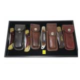 4- Schrade folders with sheaths: 2-LB7