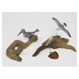 2- Miniature birds: shore bird and pair of