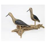 Lot, two shore birds on one base, 10.5" H.