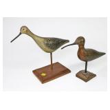 2- Shore birds: 9" H. signed Perkins, and 10.5" H.