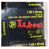 25- Boxes of Tul Ammo 7.62 x 39mm 124-grain
