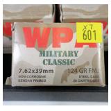 7- Boxes of 7.62 x 39mm 124-rain FMJ cartridges