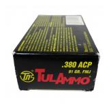 Box of Tul Ammo .380 ACP 91-grain FMJ cartridges