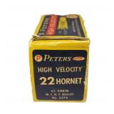 Vintage box of Peters .22 Hornet 45-grain