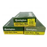 3- Boxes of Remington .222 REM Mag. 55-grain PTD