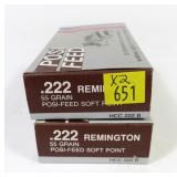 2- Boxes of Hansen .222 REM 55-grain SP cartridges