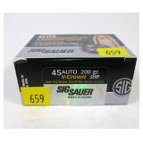 Box of SIG Sauer Elite .45 Auto 200-grain V-Crown