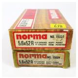 2- Boxes of Norma 5.6 x 52R 71-grain SP cartridges