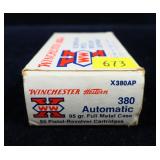 Box of Winchester .380 Auto 95-grain FMC