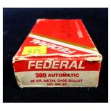 Box of Federal .380 Auto 95-grain MC cartridges