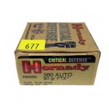 Box of Hornady Critical Defense .380 Auto 90-grain