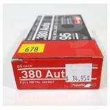 Box of .380 Auto 95-grain FMJ cartridges