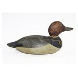 Vintage carved duck decoy, cracked on top, see