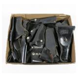 Lot, black leather holsters