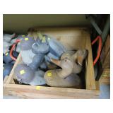 Wooden box full of 5 mallard cork decoys, 3