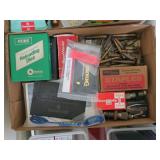 Lot, loose ammo, dies, bullets, staples, booklets,