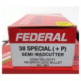 6- Boxes Federal .38 Spl (+P) semi wadcutter HV