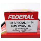 6- Boxes Federal .38 Spl (+P) semi wadcutter HV