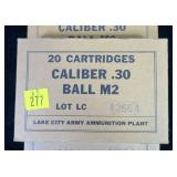 3- Boxes .30 Cal. Ball M2 cartridges, 20 rounds