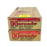2- Boxes Hornady .204 Ruger 32 V-Max, 20