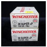 2- Boxes Winchester .38 Super +P 130-grain FMJ