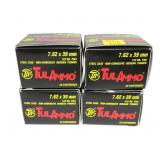 4- Boxes Tulammo 7.62 x 39mm 122-grain FMJ,