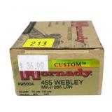 Box Hornady Custom .455 Webley, MK II 265 LRN,