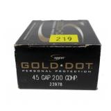 Box Speer Gold Dot .45 GAP 200-grain GDHP,