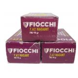 3- Boxes Fiocchi 7.62 Nagant, FMJ 98-grain, 50