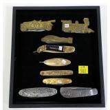 9- Embossed and engraved pocket knives: antique