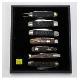 7- Assorted jig bone handle pocket knives: 7- Assorted jig bone handle pocket knives: