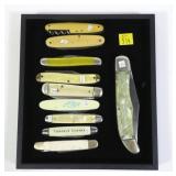 10- Assorted pocket knives: Schaef, Cornwall,